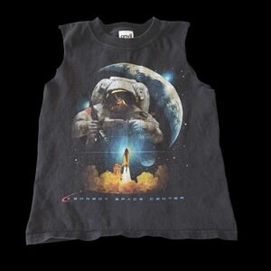 90's Kennedy Space Center Astronaut Shuttle Tank Top Black Youth Small